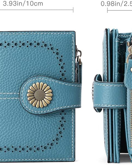 SENDEFN Small Womens Wallet Leather Bifold Card Holder RFID Blocking with Zipper Coin Pocket