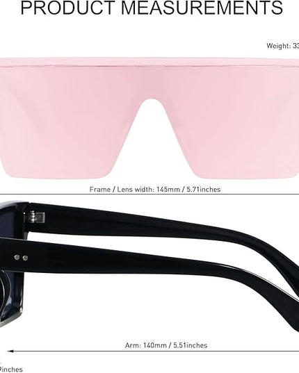 LYZOIT Square Oversized Sunglasses for Women Men Big Flat Top Fashion Shield Large UV Protection Rimless Shades