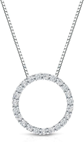 Diamond Wish 1/6 to 1 Carat Diamond Circle of Life Round Pendant Necklace for Women in 14k Gold (I1-I2, cttw) on 18 Inch Long Chain with Spring Ring Clasp