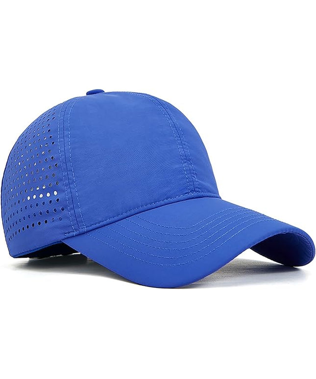 Xinveen Quick Dry Baseball Cap Curved Brim Snapback Hat Laser Cut Mesh Ball Cap Golf Ball Cap for Men Women