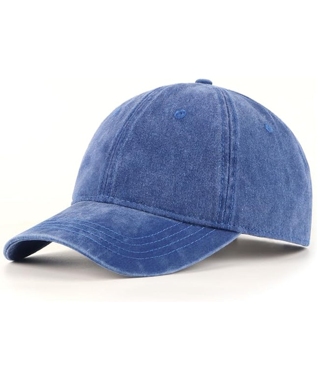 XXL Oversize Washed Denim Baseball Cap,Low Profile Jean Sports Cap for Big Heads 23.5"-25.5",Large Pigment Dyed Dad Hat