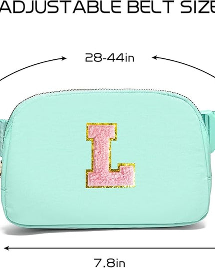 Gitus Belt Bag Fanny Pack Crossbody Bags with Initial Letter Patch Cute Stuff Birthday Gifts for Teenager Girls Trendy Preppy Stuff for Teen Girls Cool Stuff for Teens (Mint Green-L)