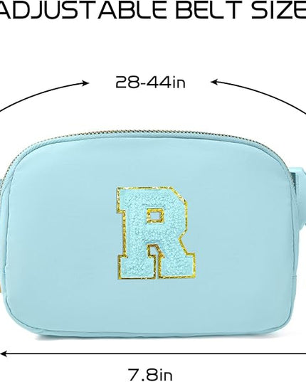 Gitus Gifts for 8 9 10 11 12 Year Old Girls Belt Bag Fanny Pack Crossbody Bags with Initial Letter Patch Cute Stuff Birthday Gifts for Teen Girls Women Personalized Trend Stuff (Icing Blue-R)