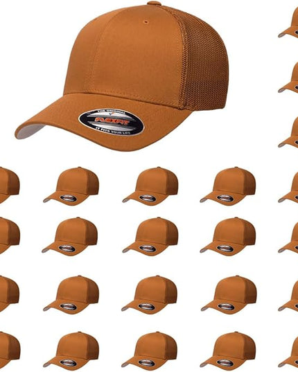 Flexfit 6511 Fitted Mid-Profile Stretchable Mesh Panels Trucker Cap | Bulk Pack Available