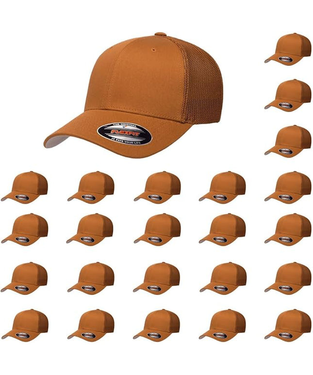 Flexfit 6511 Fitted Mid-Profile Stretchable Mesh Panels Trucker Cap | Bulk Pack Available