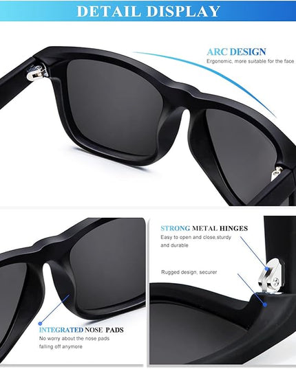 KALIYADI Sunglasses Men Polarized Sun glasses for Mens Womens Classic Matte Black Frame UV Protection 3pack