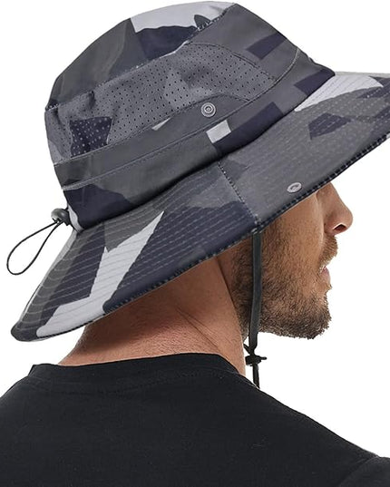 Sun Hat for Men Women UPF 50+ Fishing Hats Waterproof Wide Brim Boonie Bucket Hat for Safari Beach Hiking Garden