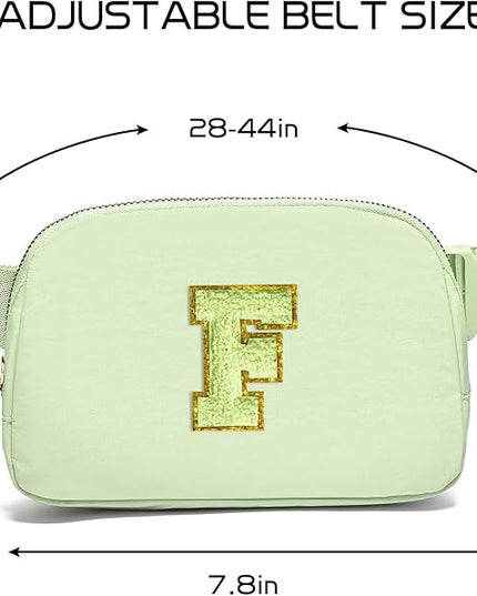Gitus Gifts for 8 9 10 11 12 Year Old Girls Belt Bag Fanny Pack Crossbody Bags with Initial Letter Patch Cute Stuff Birthday Gifts for Teen Girls Women Personalized Trend Stuff (Light Green-F)