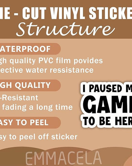(3PCS) I Paused My Game to Be Here Sticker, Funny Gamer Stickers - Gaming Vinyl Decals for Laptop, Tumbler, Water Bottle, Scrapbook Size 3" x 2.2 "