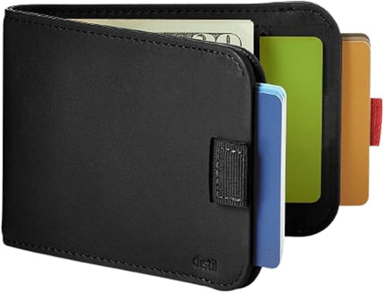 Distil Union Wally 5.0 RFID Wallet - No ID Window - Slim Bifold Wallet for Men with Money Clip, Premium Leather – Minimalist RFID Card Holder - Holds 14 Cards & 30 Bills - Black