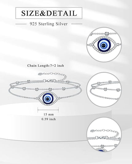 Dorunmo 925 Sterling Silver Infinity Heart Cross Circle Evil Eye Anklet Bracelets for Women Mother's Day Jewelry for Wife Girlfriend Mom Her