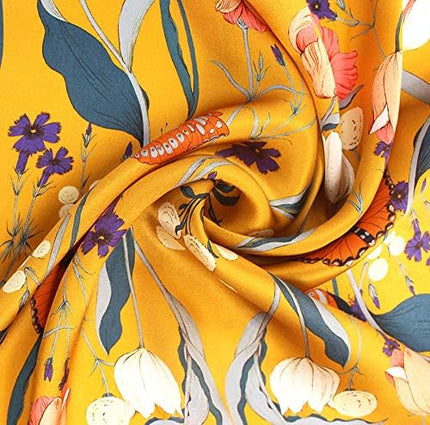 ANDANTINO 100% Real Mulberry Silk Scarf -21'' x 21''- Lightweight Neckerchief –Women Men Small Square Digital Printed Scarves