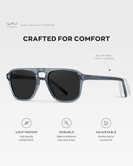 WearMe Pro Polarized Modern Aviator One-Bridge Square Mens Sunglasses