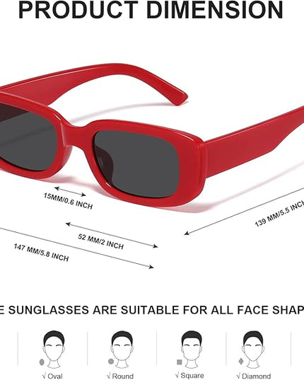 JASPIN Rectangle Sunglasses for Women Men Trendy Y2k Retro 90s Sun Glasses UV Protection Cool Square Frame