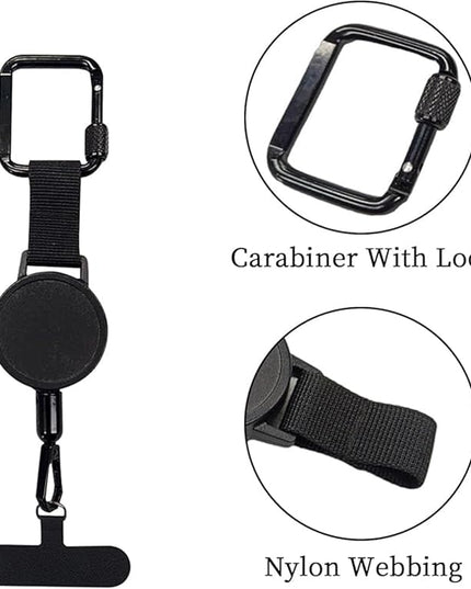Anti-Theft Cell Retractable Phone Lanyard, Outdoor Phone Strap with Retractable Steel Line for Phone Case ID Holder Keys Phone Accessories Travel Essential