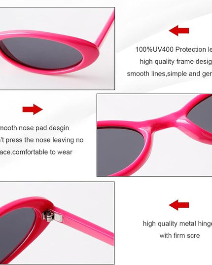 VIA LEECA Trendy Oval Sunglasses Women 90’s Vintage Sun Glasses Fashion Tinted Glasses UV400 Protection