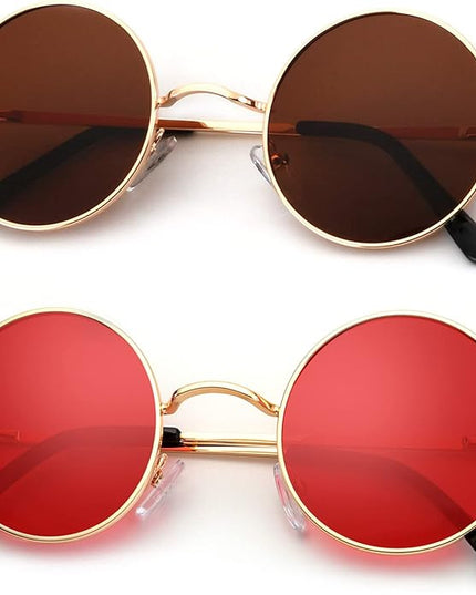 KALIYADI Round Polarized Sunglasses for Men Women Retro Metal Hippie Circle Style Sun Glasses UV Protection
