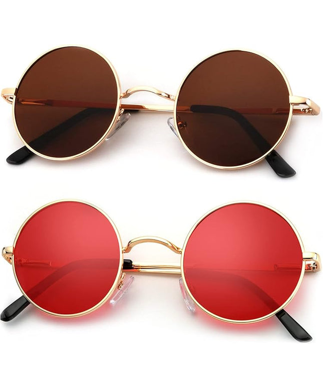 KALIYADI Round Polarized Sunglasses for Men Women Retro Metal Hippie Circle Style Sun Glasses UV Protection