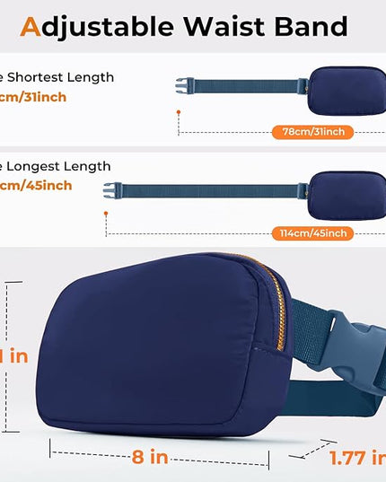 Cwualo Belt Bag Zipper Fanny Pack Crossbody Bags for Women,Fashion Nylon Waist Packs, Water Repellent Two Way wear with Adjustable Strap Gifts for Teenage Girls Women Men(Royal blue)