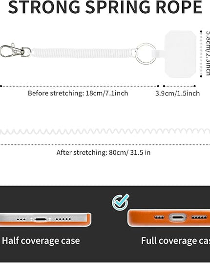 Phone Tether Lanyard Anti-Drop Outdoor Strap with Carabiner for Skiing, Hiking, Cycling, Fishing, Climbing - Fit iPhone and Most Cell Phones (Black+White)