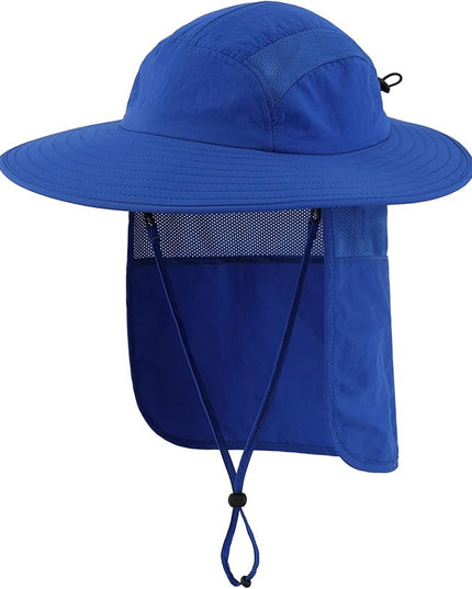 Home Prefer UPF 50+ Mens Wide Brim Fishing Hat with Neck Flap Sun Hat for Men Women Sun Protection Cap
