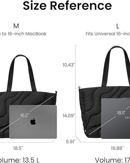 tomtoc 16-inch Puffy Laptop Tote Bag for Women 13.5L, Lightweight Puffer Work Tote with Padded Laptop Compartment for 15/16-inch MacBook, Large Capacity Tote Bag for Office, Business, Daily Essentials