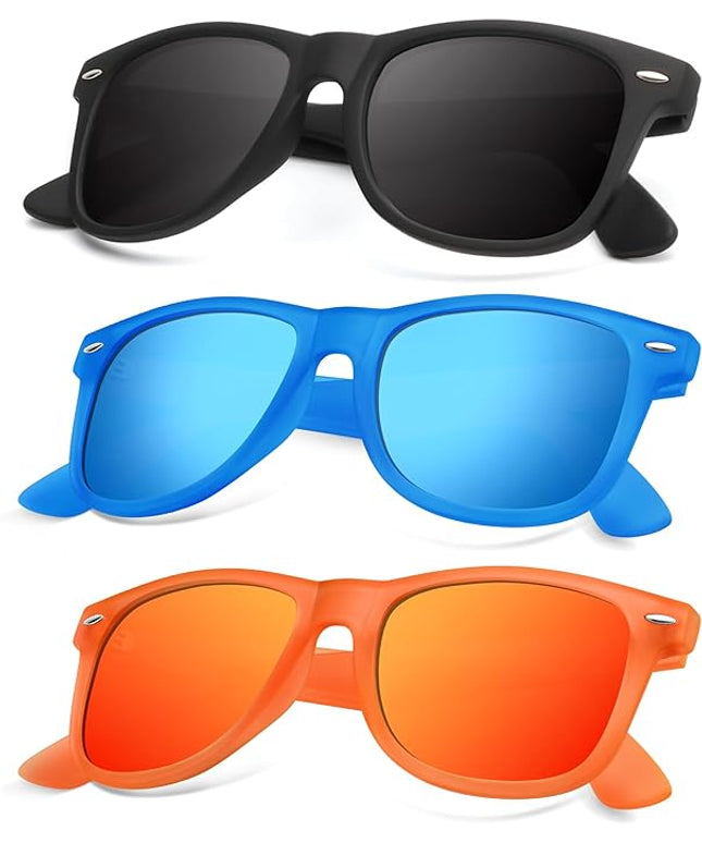KALIYADI Polarized Sunglasses for Men and Women Matte Finish Sun glasses Color Mirror Lens UV Blocking (3 Pack)