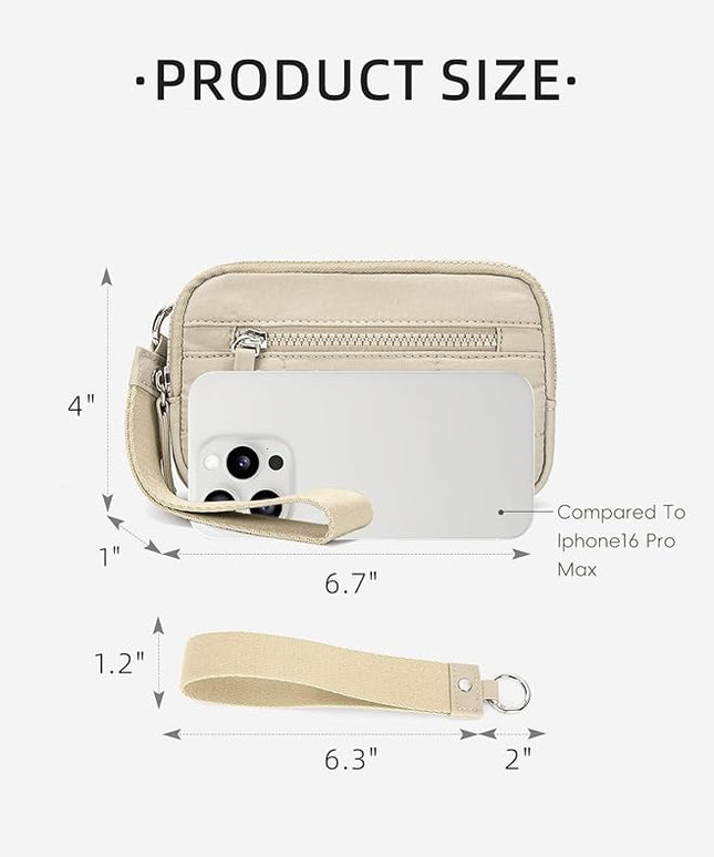 WESTBRONCO Wristlet Wallets for Women Nylon Quilted RFID Wallet with 3 Zipper Purse for Travel