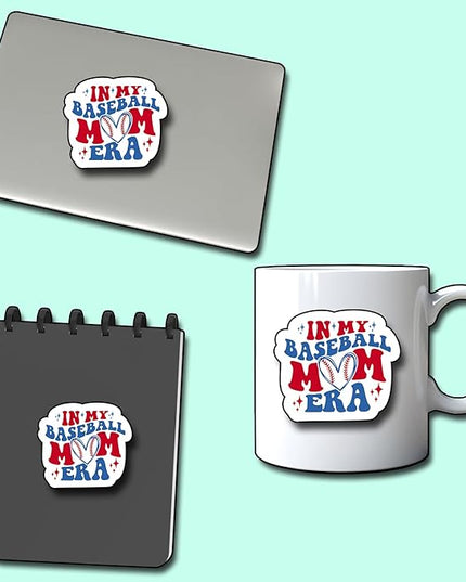 (3Pcs) in My Baseball Mom Era Sticker, Decal Gifts Mama Decorate Books Laptop Phone Water Bottles Kindles Stickers Tumbler Sticker Waterproof Vinyl Decorate Sticker 3" Inch
