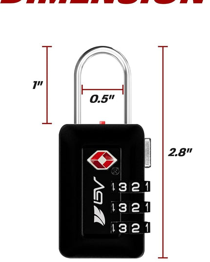 BV TSA Accepted Luggage Travel Lock, Set-Your-Own Combination Lock for School Gym Locker, Luggage Suitcase Baggage Locks, Filing Cabinets, Toolbox, Case (Black, 2 Pack)