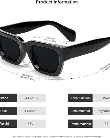 Trendy Square Sunglasses for Men Women Fashion Thick Rectangle Sun Glasses UV Protection Shades Designer Style