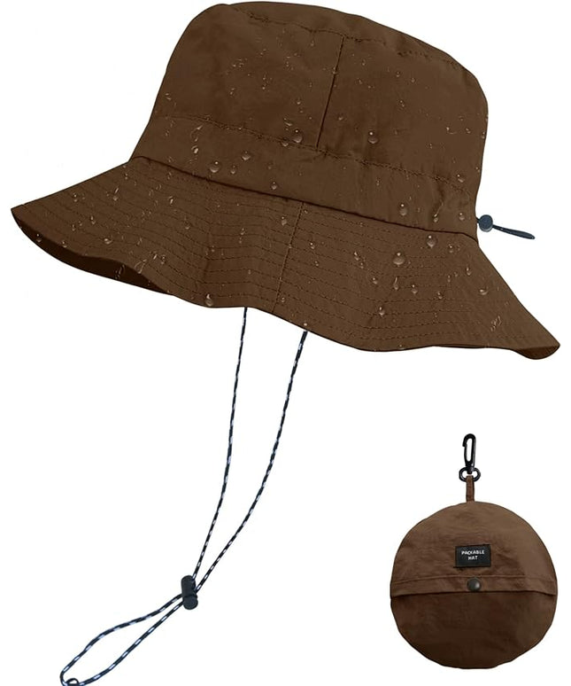 PFFY Quick Dry Waterproof Packable Bucket Hat for Women Men Outdoor Sun Hats with Detachable Chin Strap