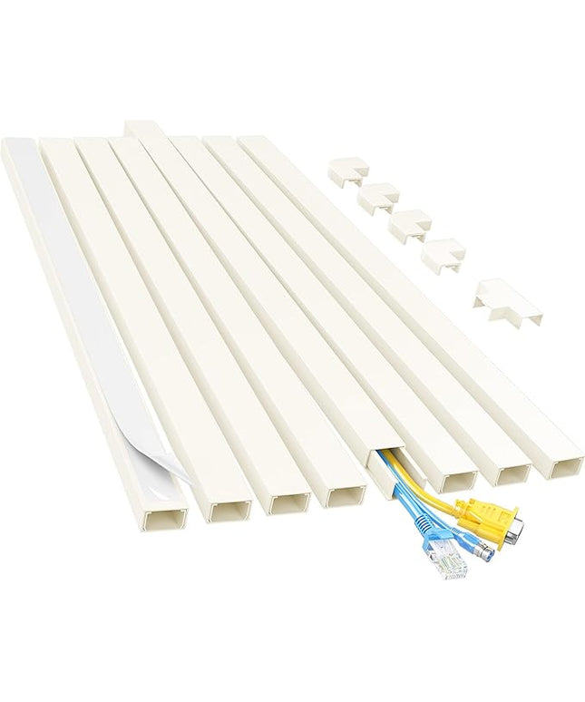 Yecaye Cord Hider, 113in Medium Cord Covers for Wires on Wall, Cord Organizer for 2-3 Wires, Easy Install Cable Management Kit, TV Cable Hider for Home Office, W0.95in H0.55in, Beige