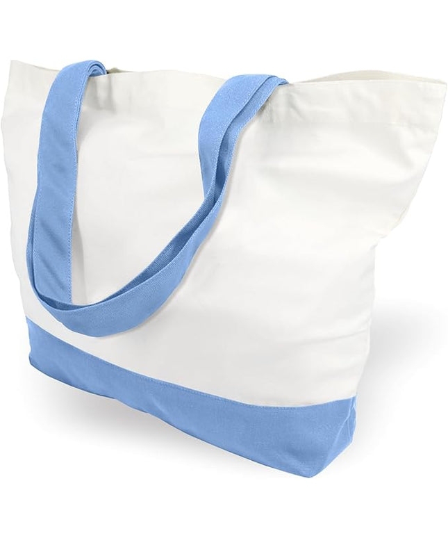 TOPDesign 1-Pack Super Strong Large 12oz Cotton Canvas Tote Bag, Reusable Grocery Shopping Cloth Bag, Fashionable Two-Tone Tote for Crafts, DIY Your Creative Designs