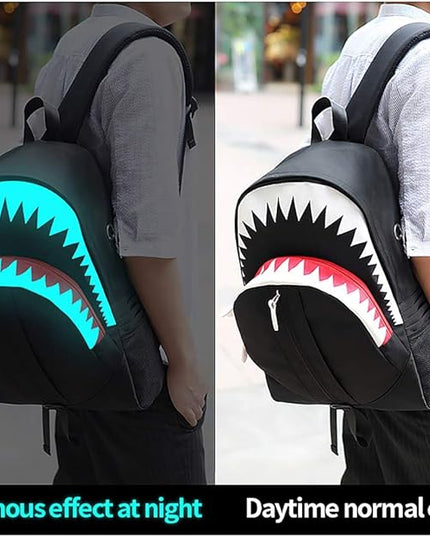MCWTH Shark Backpacks for Teen Boys, Cool Kids Backpack for School Bookbags (Glow)