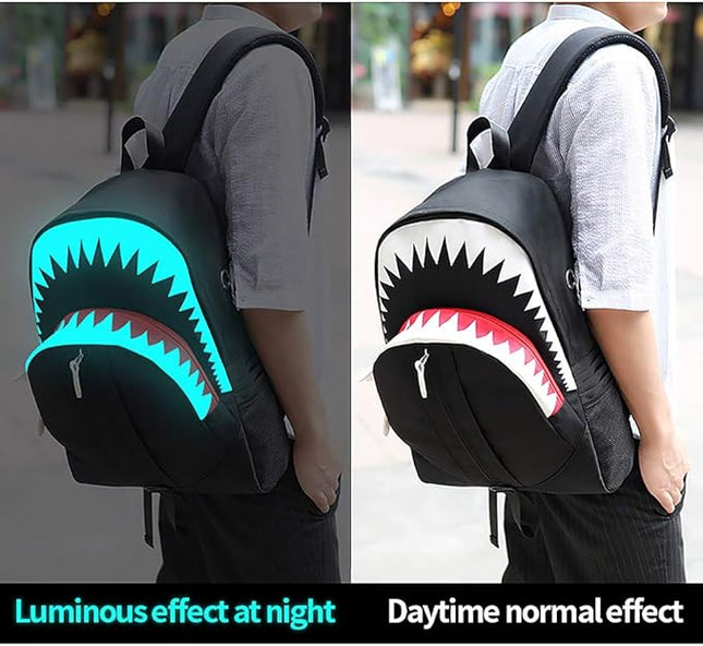 MCWTH Shark Backpacks for Teen Boys, Cool Kids Backpack for School Bookbags (Glow)