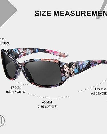 HAOLOTA Women's Polarized Sunglasses - Fashionable Wraparound Butterfly Design with UV400 Protection