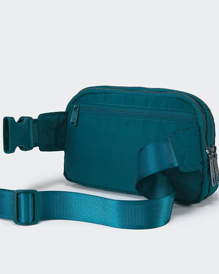Pander Everywhere Belt Bag for Women, 5 Zipper Pockets Nylon Crossbody Fanny Pack Purse (Teal Blue)