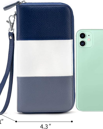 Moflycom Womens Wallet RFID Blocking Genuine Leather Multi Credit Card Large Capacity Zip Around Clutch Travel Purse Wristlet