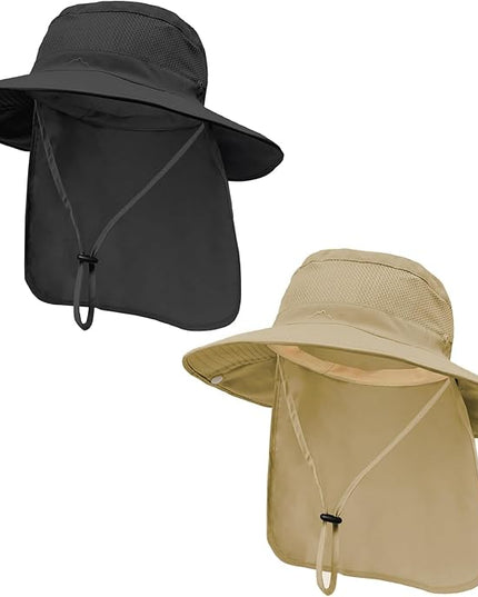 ZOORON Sun Hats for Men Women Fishing Hat with Neck Flap,UPF 50+ Sun Hat Waterproof Wide Brim Bucket Hats for Safari Hiking