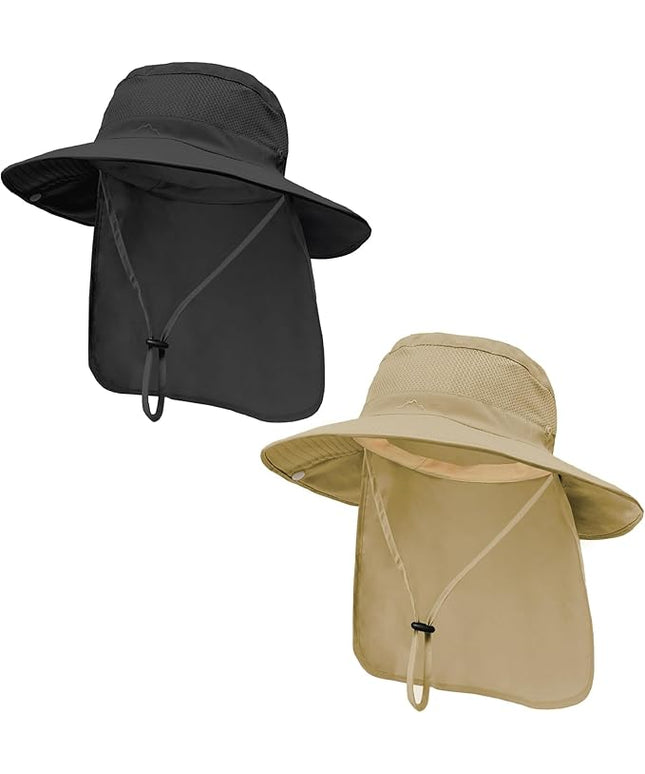 ZOORON Sun Hats for Men Women Fishing Hat with Neck Flap,UPF 50+ Sun Hat Waterproof Wide Brim Bucket Hats for Safari Hiking
