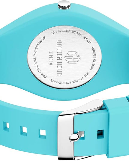 GOLDEN HOUR Waterproof Sports Analog Unisex Watches for Nurse Medical Professionals, Students - Military Time Glowing Easy to Read Dial, Jelly Silicone Strap