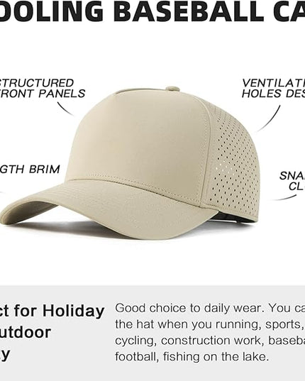 BOTVELA Men Adjustable Snapback Baseball Cap Vented Performance Laser Cut Mesh Hat