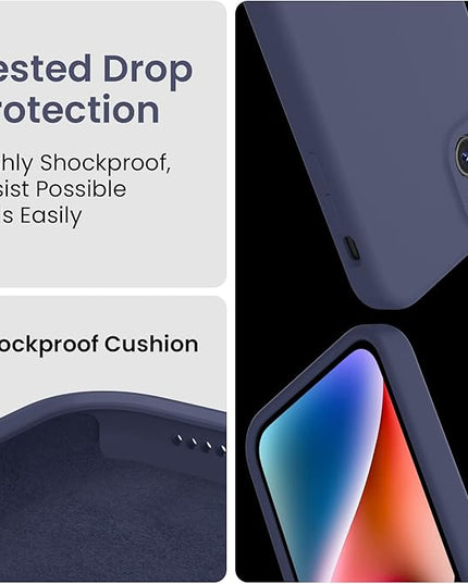 FireNova Designed for iPhone 13 Case, Silicone Upgraded [Camera Protection] Phone Case with [2 Screen Protectors], Soft Anti-Scratch Microfiber Lining Inside, 6.1 inch, Navy Blue