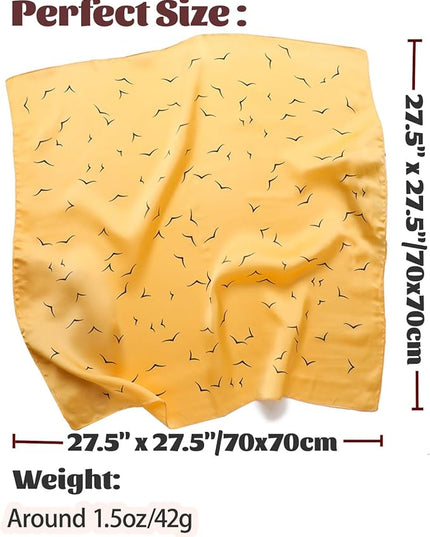 kcctoo 27.5" Mulberry Silk Feeling Head Scarf Women's Fashion Square Neck Satin Scarfs for Bag Hair Scarves Gift
