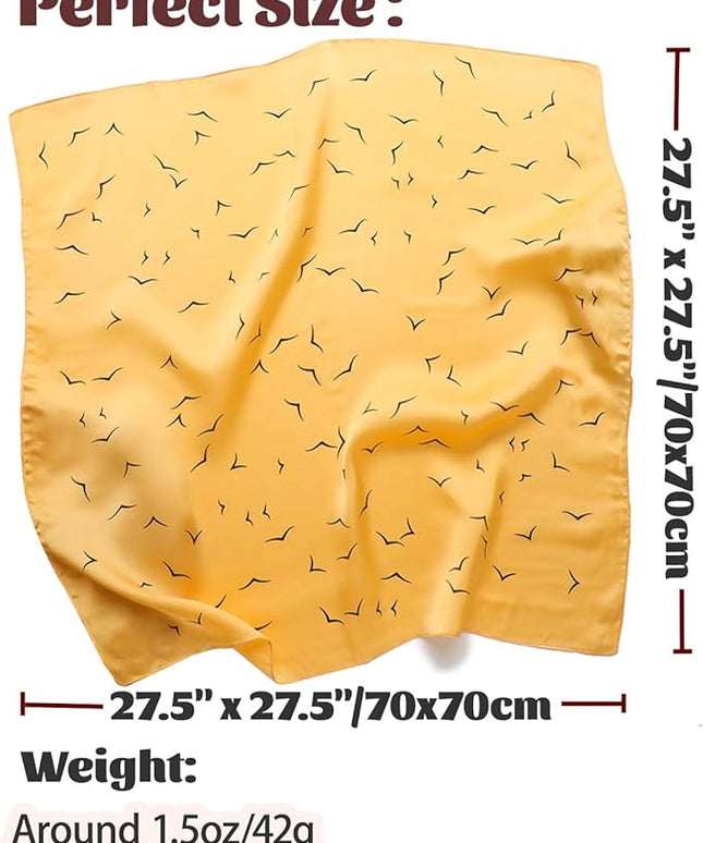 kcctoo 27.5" Mulberry Silk Feeling Head Scarf Women's Fashion Square Neck Satin Scarfs for Bag Hair Scarves Gift