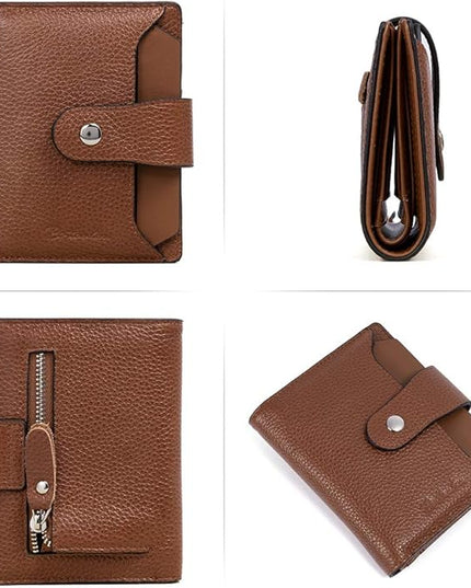 BOSTANTEN Women Leather Wallet RFID Blocking Small Bifold Zipper Pocket Wallet Card Case Purse with ID Window
