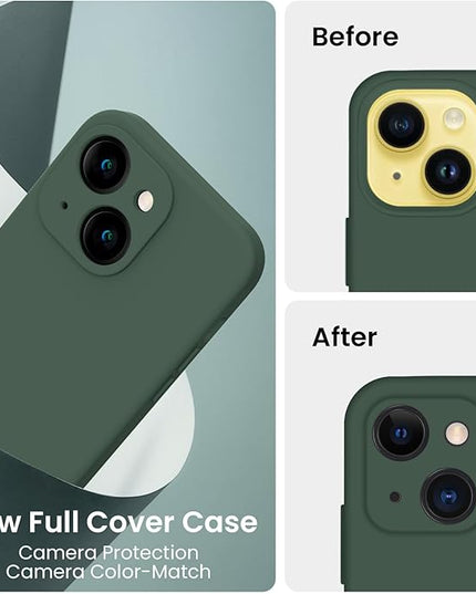 FireNova Designed for iPhone 14 Case, Silicone Upgraded [Camera Protection] Phone Case with [2 Screen Protectors], Soft Anti-Scratch Microfiber Lining Inside, 6.1 inch, Alpine Green