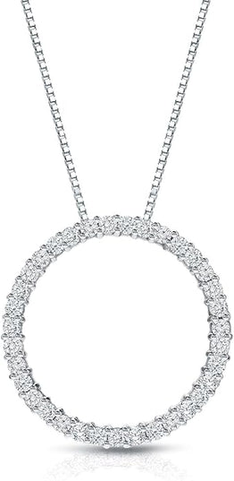 Diamond Wish 1/6 to 1 Carat Diamond Circle of Life Round Pendant Necklace for Women in 14k Gold (I1-I2, cttw) on 18 Inch Long Chain with Spring Ring Clasp
