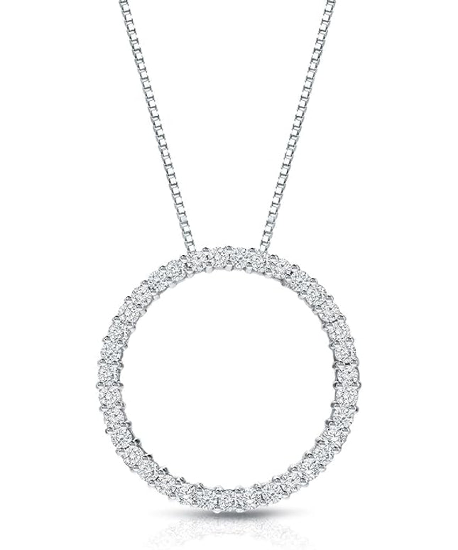 Diamond Wish 1/6 to 1 Carat Diamond Circle of Life Round Pendant Necklace for Women in 14k Gold (I1-I2, cttw) on 18 Inch Long Chain with Spring Ring Clasp